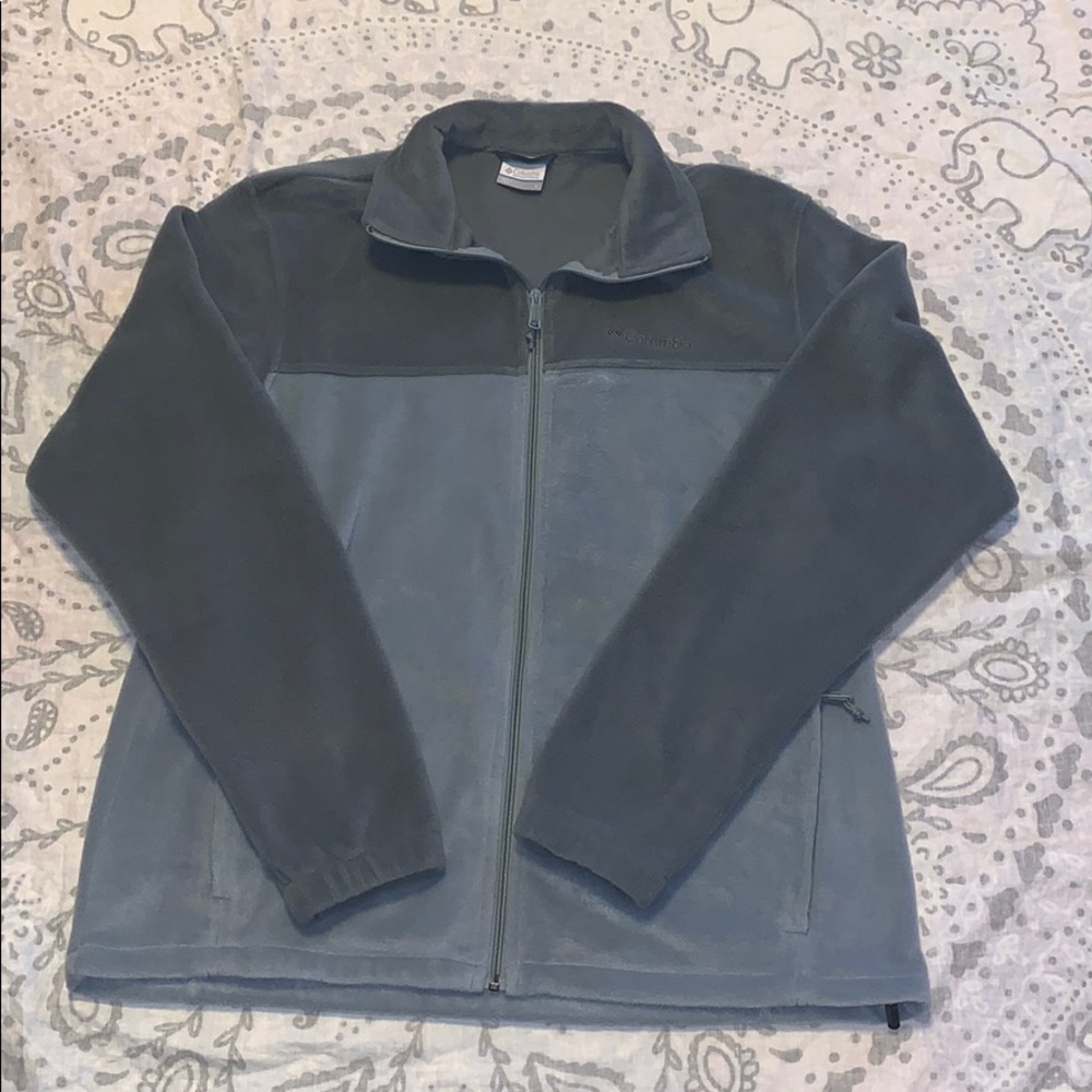 Columbia Two Tone Gray Fleece Jacket Sz L
